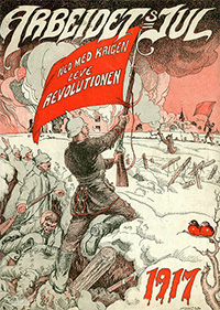 Forside av arbeiderpartiets julehefte Arbeidets jul for 1917. Heftet var redigert av Jacob Vidnes.   Forside av arbeiderpartiets julehefte „Arbeidets jul“ for 1917. Heftet var redigert av Jacob Vidnes. av Gunnar E. Kristiansen. CC BY SA 3.0